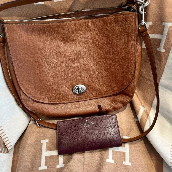 Coach Brown Crossbody Bag plus Kate Spade wallet